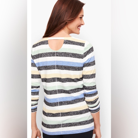 T by Talbots long sleeved striped t shirt with cut out back detail - Picture 1 of 9